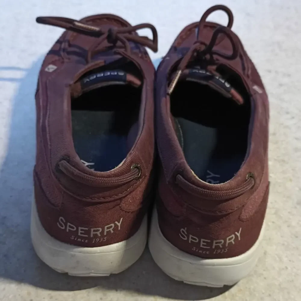 Sperry Burgundy Leather Boat Shoe Sneakers Womens 7 Coastal Preppy STS808209